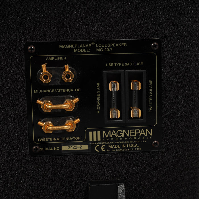 Magnepan MG 20.7 Planar Magnetic Floorstanding Speakers; Oak & Black Fabric