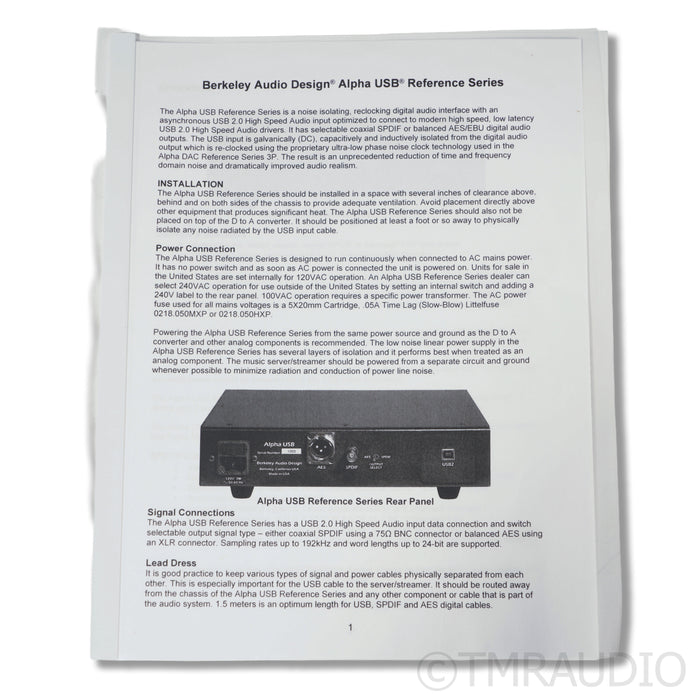 Berkeley Audio Design Alpha USB Reference Series; D/D Converter