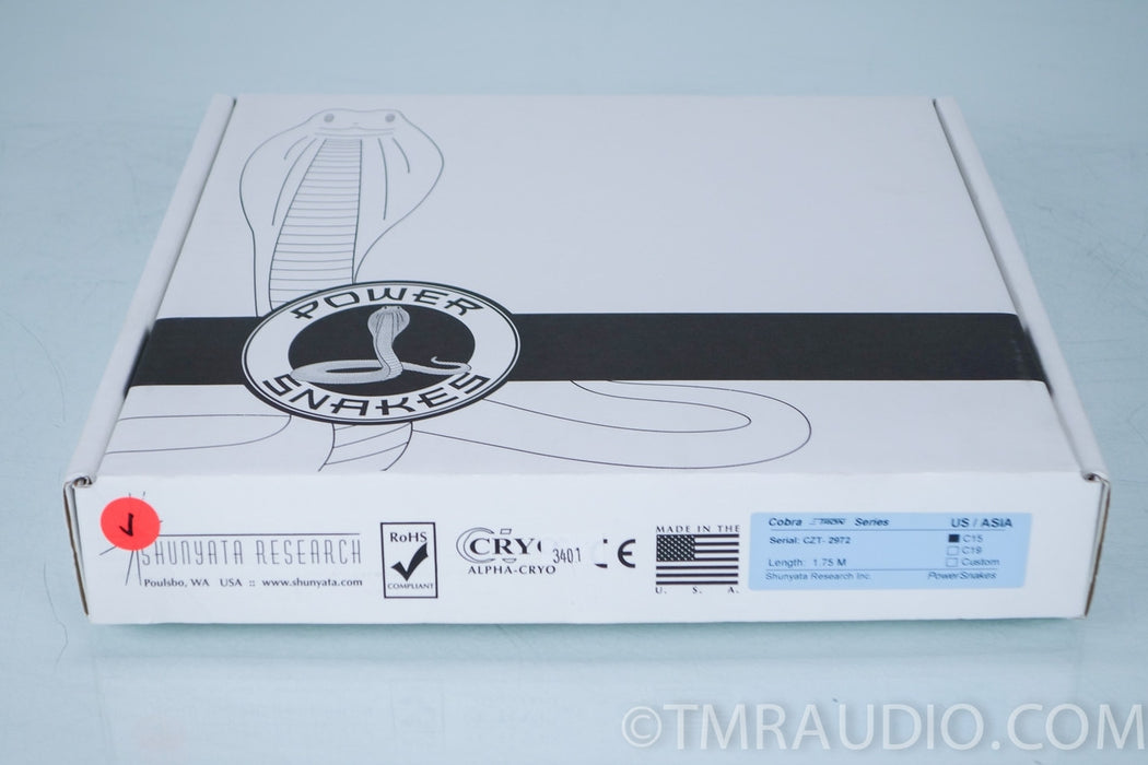 Shunyata Research Cobra Zitron 1.75 Meter 15amp Power Cable in Factory Box
