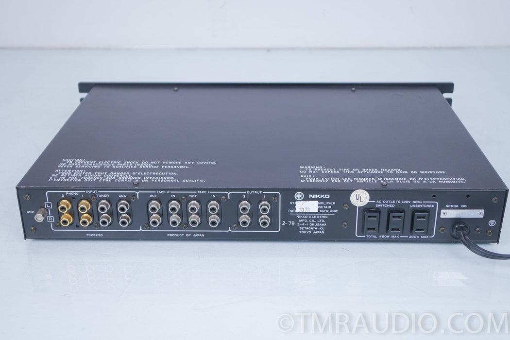 Nikko Beta iii Vintage Stereo Preamplifier / Preamp