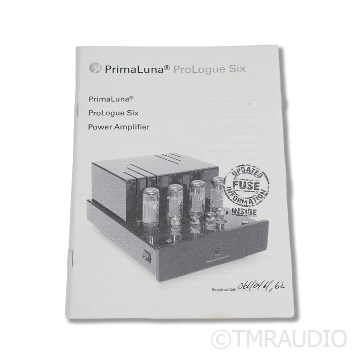 PrimaLuna ProLogue Six Tube Monoblock Power Amplifiers