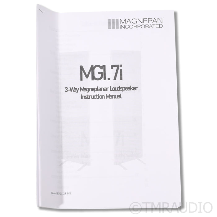 Magnepan MG 1.7i Floorstanding Speakers; Maggie Mk2 Stands