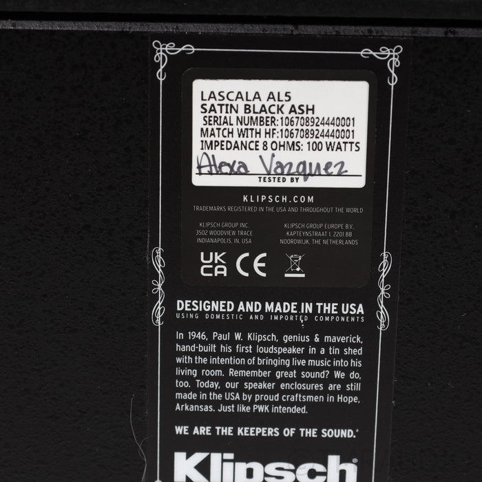 Klipsch La Scala AL5 Floorstanding Speakers