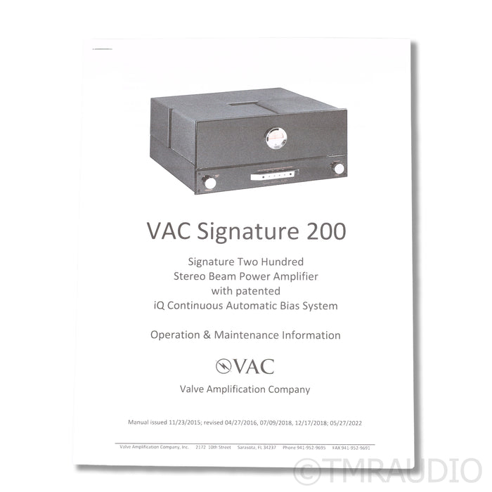 VAC Signature 200iQ Tube Monoblock Power Amplifiers