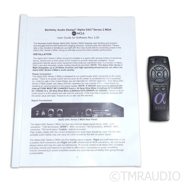Berkeley Audio Design Alpha DAC Reference Series 2 DAC; MQA Certified