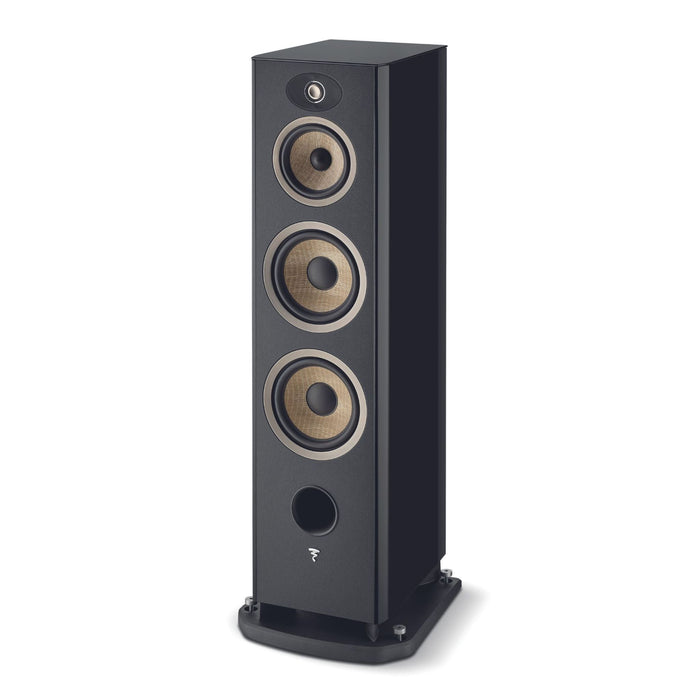 Focal Aria Evo X No. 4 Floorstanding Speakers, Black High Gloss front angled view