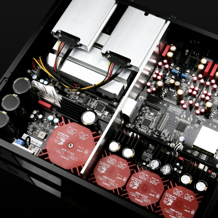 Aurender A15 High-Performance Analog Output Music Server / Streamer, Aurender A15 High-Performance Analog Output Music Server / Streamer, black, top removed, internal components