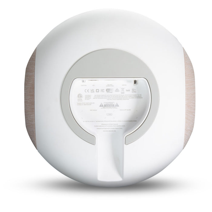 Bluesound PULSE SUB Wireless Subwoofer rear view, in white