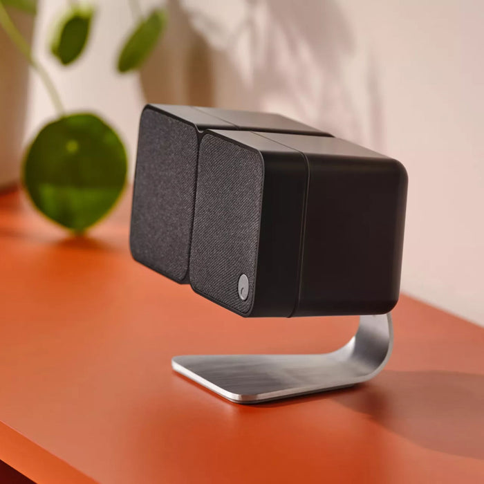 Cambridge Audio MSX20 Wired Satellite Speaker in black, lifestyle shot