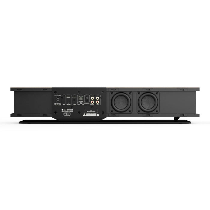 Cambridge Audio EVO One All-In-One System rear view with grills removed, rear driver