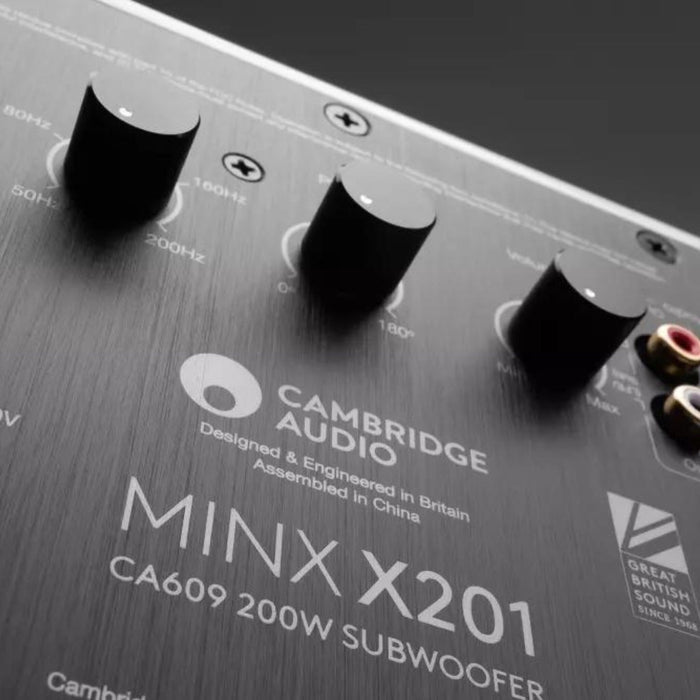 detail back end view of x201 subwoofers controls