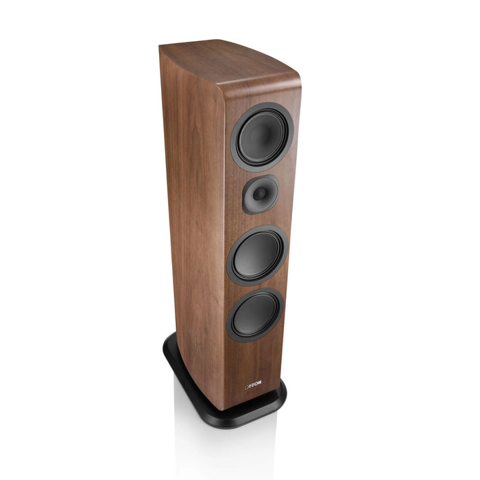 Canton Vento 101 Floorstanding Speakers angled view, in walnut