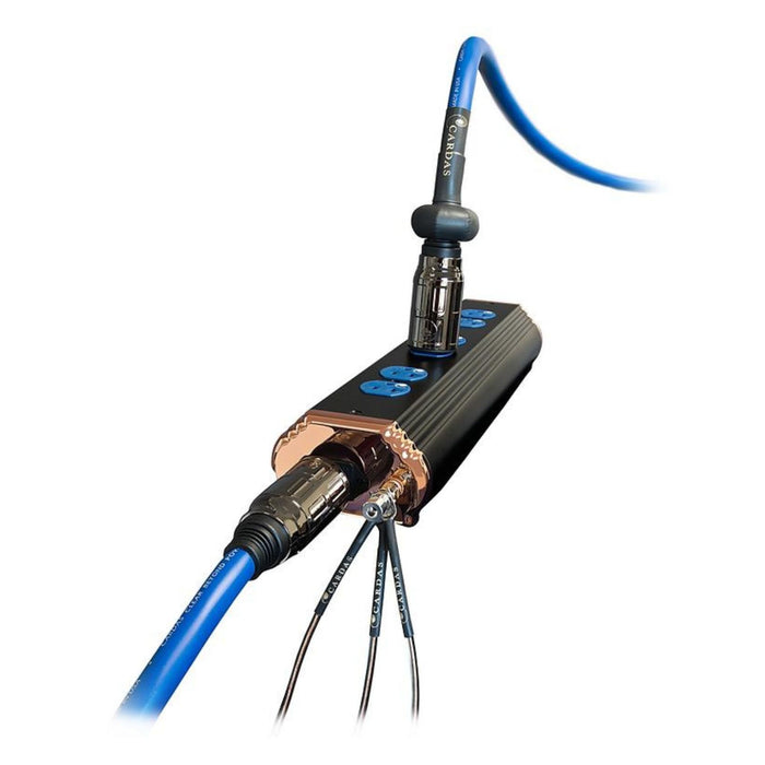 Cardas Nautilus Power Strip plugged in with grounding wires
