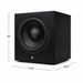 KIN Sub 10 Powered Subwoofer on white background showing the dimensions of the subwoofer