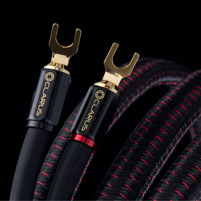 Clarus Crimson MkII Speaker Cables, spade connectors detail shot
