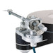 Clearaudio Innovation Compact Wood Turntable, silver tonearm rear detail shot