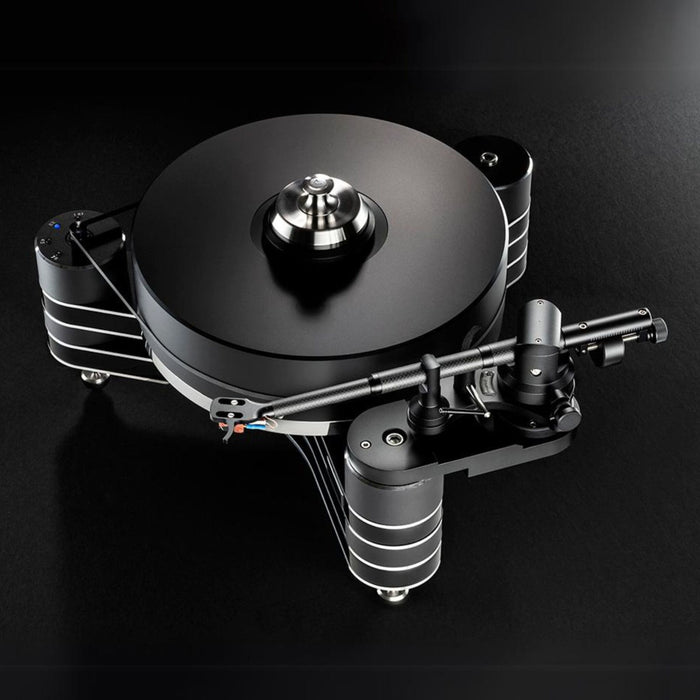 Clearaudio Innovation Wood Turntable black top angled view