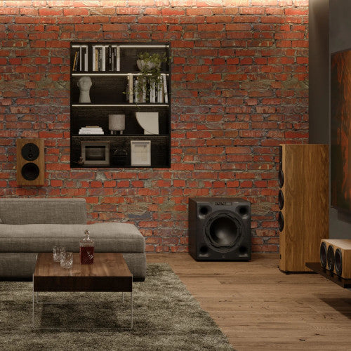 DALI Sub V-16 F 16" Powered Subwoofer in elegant listening room