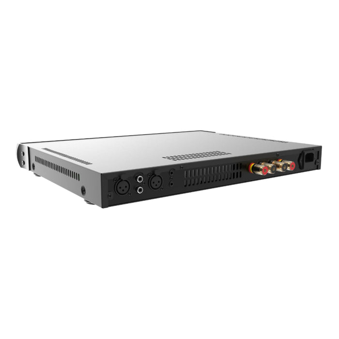 ELAC Alchemy DPA-2 Stereo / Mono Power Amplifier, angled rear panel view