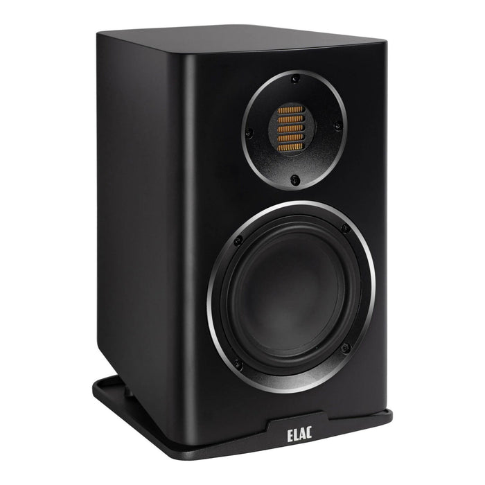 ELAC Carina Bookshelf Speakers, satin black angled view