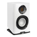 ELAC Carina Bookshelf Speakers, satin white angled view