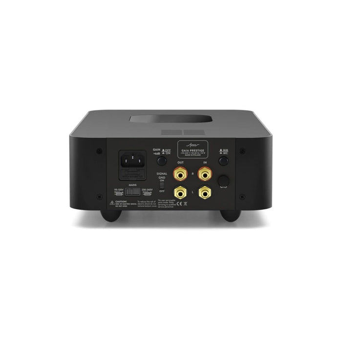Fezz Audio Gaia Prestige MM/MC Phono Stage rear view, in black