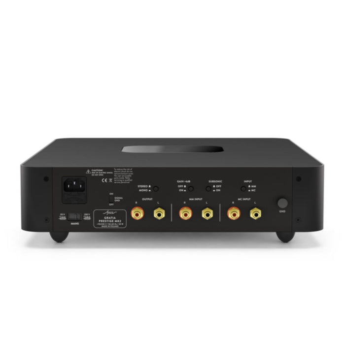 Fezz Audio Gratia Prestige MK2 Tube MM/MC Phono Preamplifier black ice, rear view