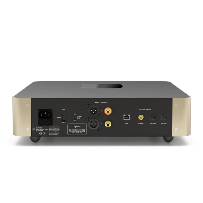 Fezz Audio Equinox Prestige Balanced Tube DAC rear view, in Sunlight