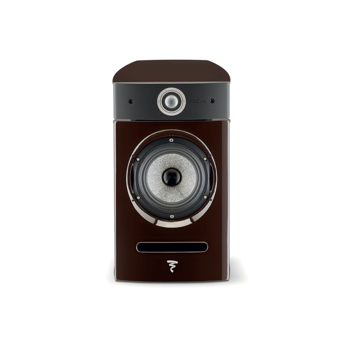 Focal Diablo Utopia Colour EVO Bookshelf Speakers front view in dark walnut