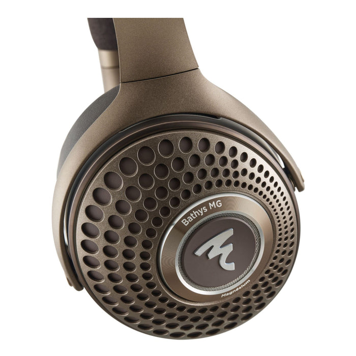 Focal Bathys MG Wireless Noise-Cancelling Headphones earcup detail view, showing premium finish