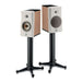 Focal Kanta No1 Bookshelf Speakers, walnut mat and ivory mat pair on stands