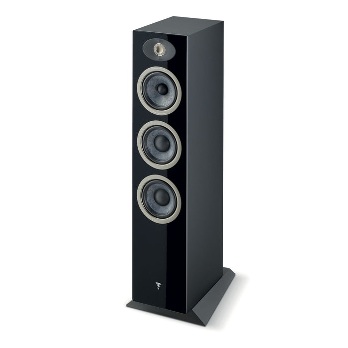 Focal Theva No. 2 Floorstanding Speakers, high gloss black angled view