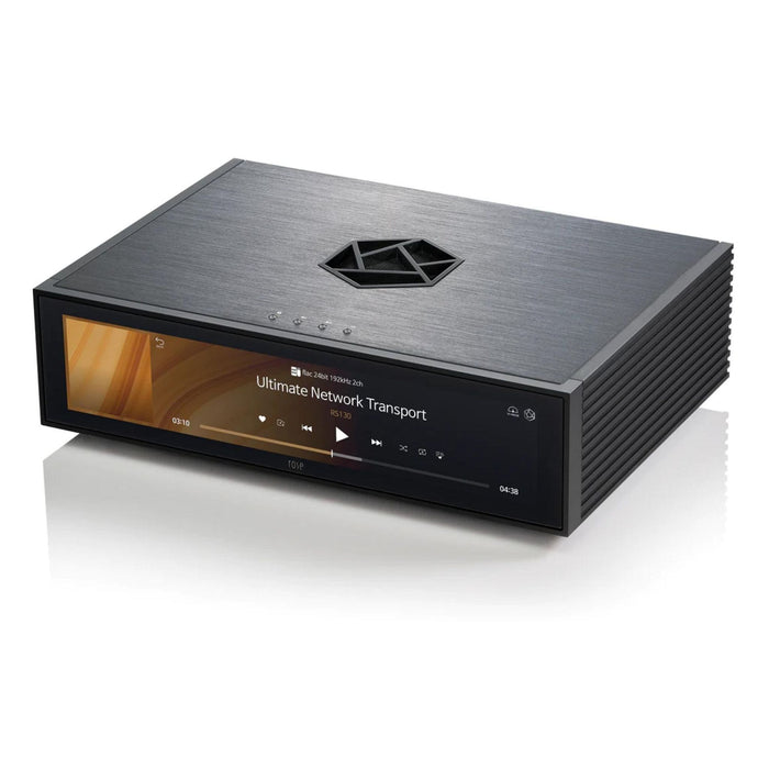 Top angle view showing top buttons and air vent in shape of HiFi Rose logo