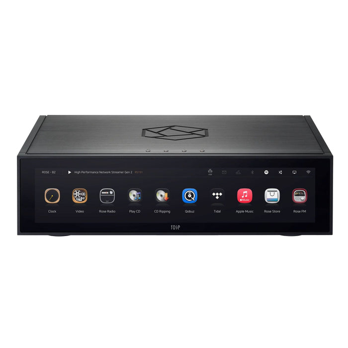 HiFi Rose RS151 Network Streamer black finish front view, showing 15.4” Full HD multi-touch display