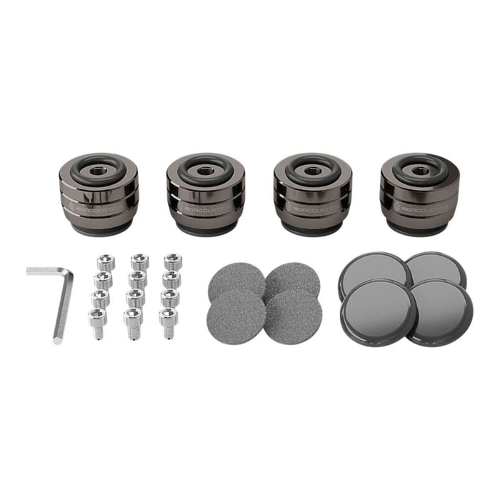 IsoAcoustics Gaia III Neo Isolators with included threads and accessories