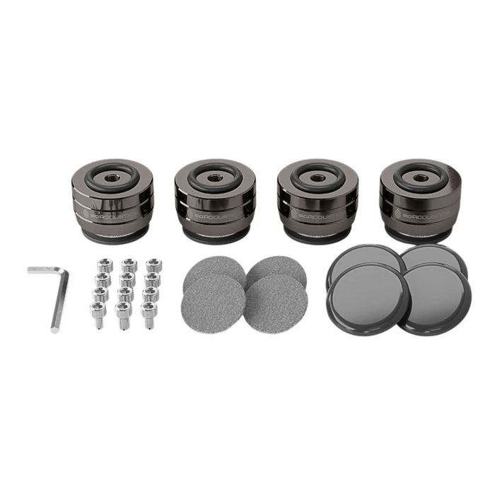 IsoAcoustics Gaia II Neo Isolators with included threads and accessories