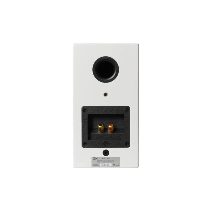 Totem Acoustic KIN ONE Bookshelf Speakers in white, rear view