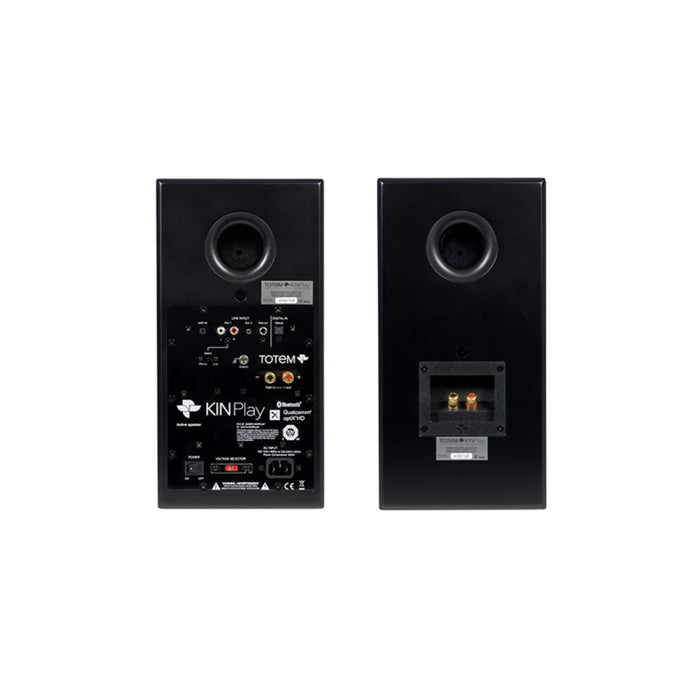 Totem Acoustic KIN Play Bookshelf Speakers in black, rear view