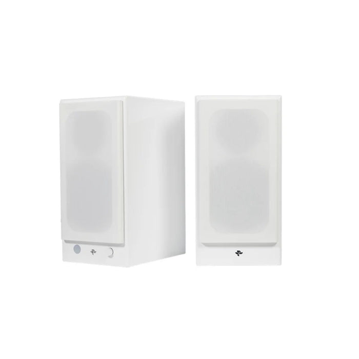 Totem Acoustic KIN Play Bookshelf Speakers in white with grills