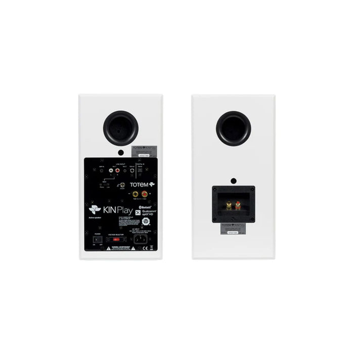 Totem Acoustic KIN Play Bookshelf Speakers in white, rear view