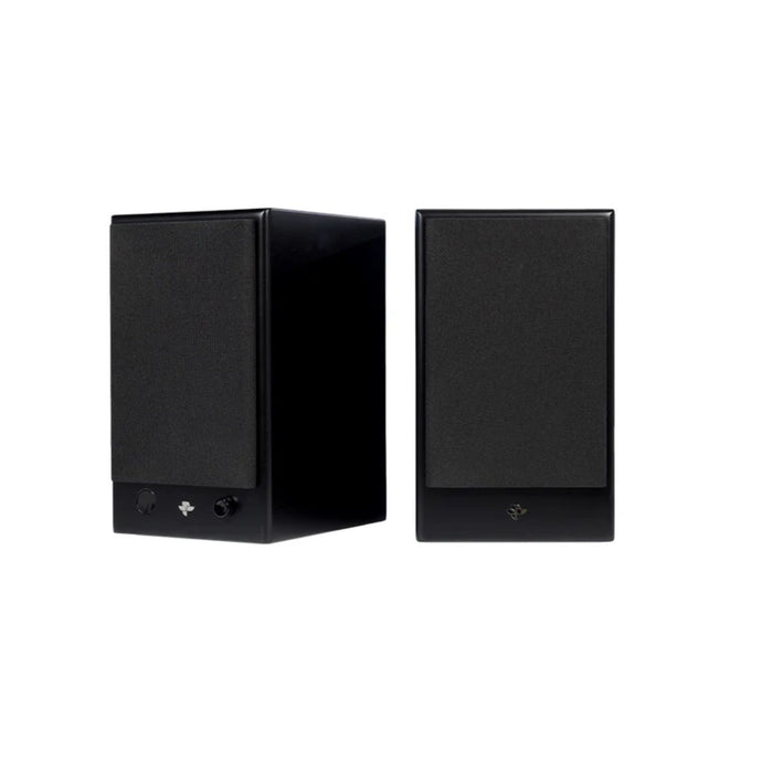 Totem Acoustic KIN Play Mini Bookshelf Speakers in black with grills