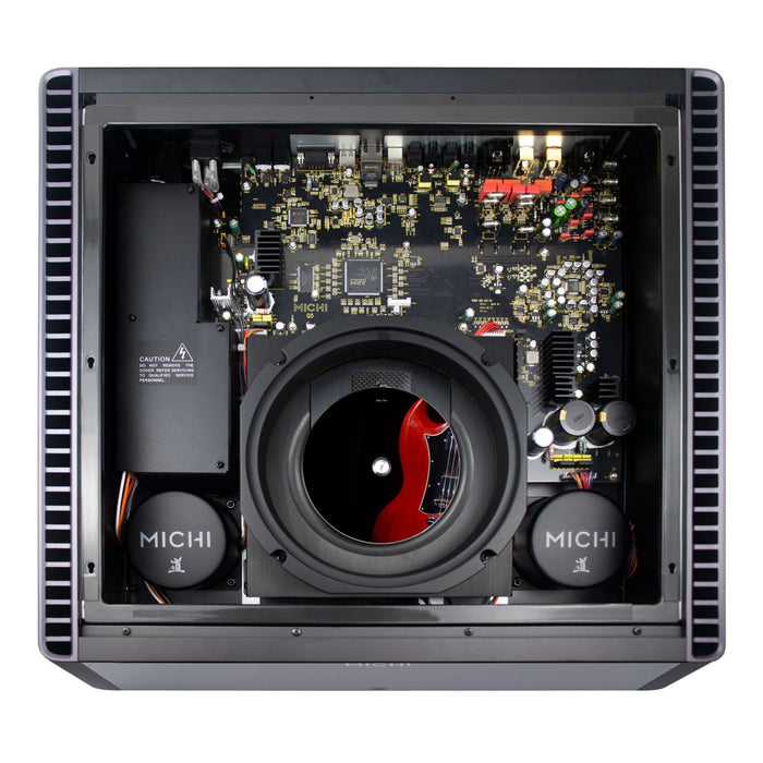 Michi Q5 CD Player & DAC top view with cover removed, showing internal components