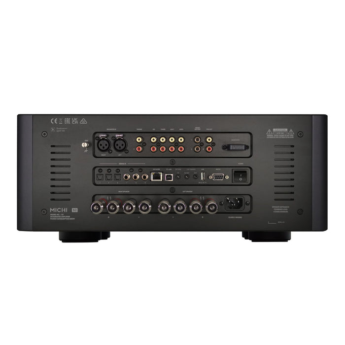 Michi X5 Series 2 Integrated Amplifier rear panel, inputs and outputs