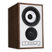 Mission 750 bookshelf speakers, walnut, angled view
