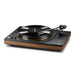 MoFi MasterDeck Turntable, Walnut angled left with record