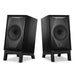 MoFi SourcePoint 10 Master Edition Bookshelf Speakers, Black Ash Pair on optional low slung stands