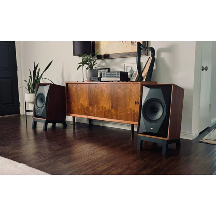 MoFi Sourcepoint 10 Low Slung Speaker Stands, in living room system with Sourcepoint 10 Speakers
