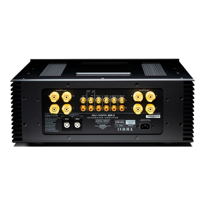 Musical Fidelity Nu-Vista 800.2 Integrated Amplifier, black finish rear panel, inputs and outputs