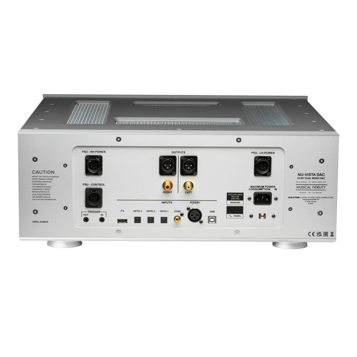 Musical Fidelity Nu-Vista DAC, silver finish rear panel, inputs and outputs 