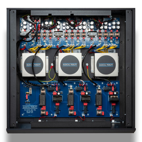 Musical Fidelity Nu-Vista Uni PSU, top view with cover removed, internal components
